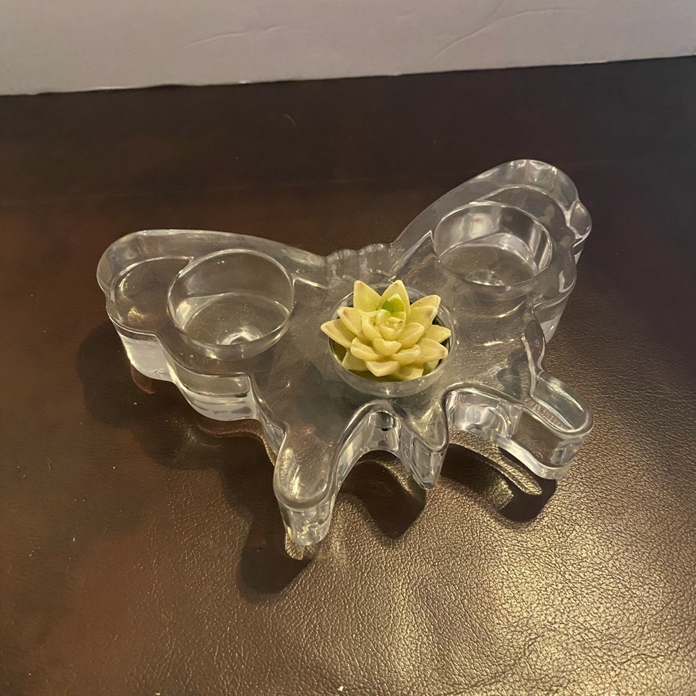 Glass butterfly candle holder